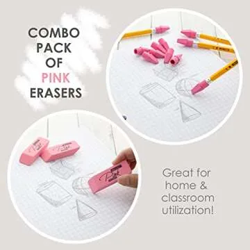 BAZIC Pink Eraser Sets for Pristine Corrections in School