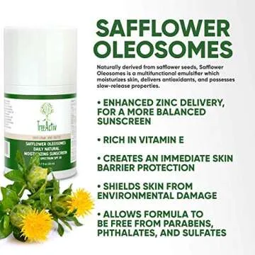 TreeActiv Safflower Oleosomes Daily Natural Moisturizing Face Sunscreen SPF 30, Ideal For Sensitive or Acne Prone Skin, Proprietary Non-Nano Clear Zinc, Reef Safe, Anti-Aging, Broad Spectrum