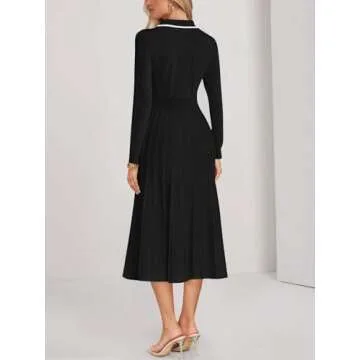 MIROL Women's Long Sleeve Pleated Sweater Dress - 2024