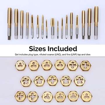 NEIKO 00911A SAE Tap and Die Set, Titanium-Coated Alloy Steel Taps and Dies, Large Threading-Tool Kit with Storage Case, 40-Piece Set