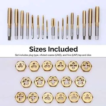 NEIKO 00911A SAE Tap and Die Set, Titanium-Coated Alloy Steel Taps and Dies, Large Threading-Tool Kit with Storage Case, 40-Piece Set