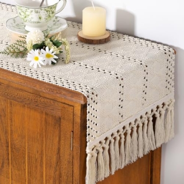 Socomi Boho Table Runner Valentine's Day Farmhouse Rustic Dining Kitchen Centerpiece Decor Small Mac...