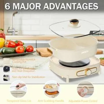 Dezin Dual Flavor Electric Hot Pot with Divider, 5.5L