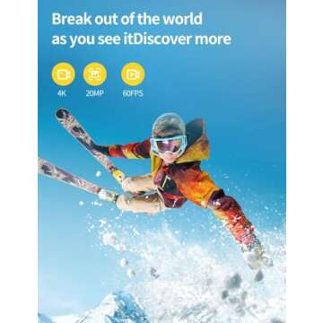 Action Camera 4K 60FPS 20MP Touch Screen 8X Zoom with Carrying Case,Wi-Fi EIS 40M Waterproof Underwater Vlog CamcoderRemote Control Sports Cam with Mounting Accessories Kit