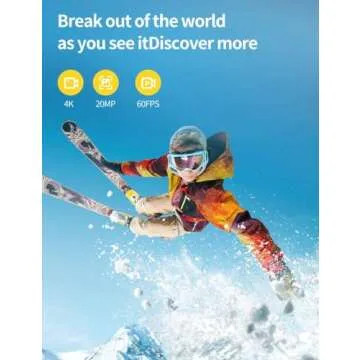Action Camera 4K 60FPS 20MP Touch Screen 8X Zoom with Carrying Case,Wi-Fi EIS 40M Waterproof Underwater Vlog CamcoderRemote Control Sports Cam with Mounting Accessories Kit