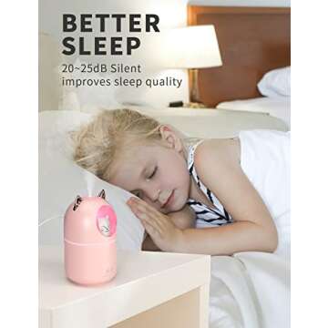 Norhom Cool Mist Humidifier, 300ml Mini Humidifiers with Night Light, 20dB Quiet Humidifiers for Bedroom, Waterless Auto-Off Air Humidifier for Home, Living Room, Kidsroom