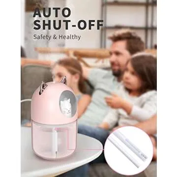 Norhom Cool Mist Humidifier, 300ml Mini Humidifiers with Night Light, 20dB Quiet Humidifiers for Bedroom, Waterless Auto-Off Air Humidifier for Home, Living Room, Kidsroom