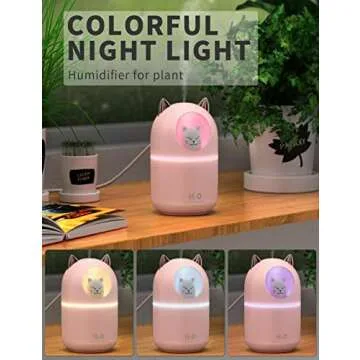 Norhom Cool Mist Humidifier, 300ml Mini Humidifiers with Night Light, 20dB Quiet Humidifiers for Bedroom, Waterless Auto-Off Air Humidifier for Home, Living Room, Kidsroom