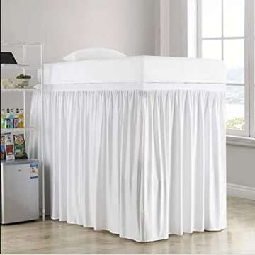 Cottingon,Dorm Room Bed Skirt,100% Microfiber,White Solid -Twin XL /42" Drop