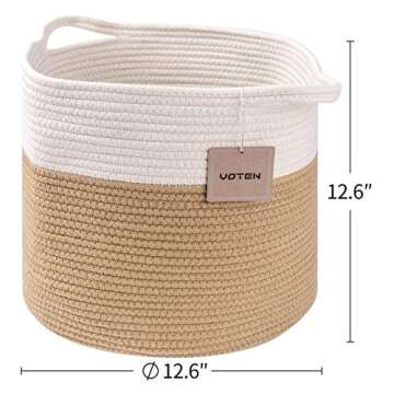 Durable Voten Cotton Rope Storage Bins 12.6" Set of 3