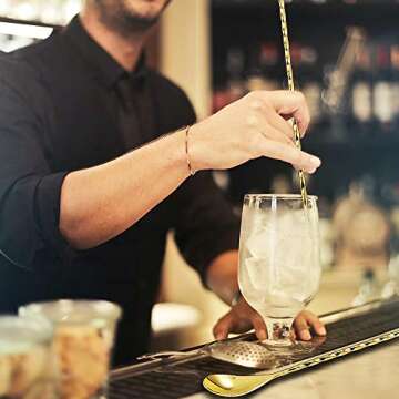 DIFENLUN 12 Inches Mixing Spoon Stainless Steel, 2 Pack Spiral Pattern Bar Spoon for Cocktail Shaker Tall Cups(Gold)