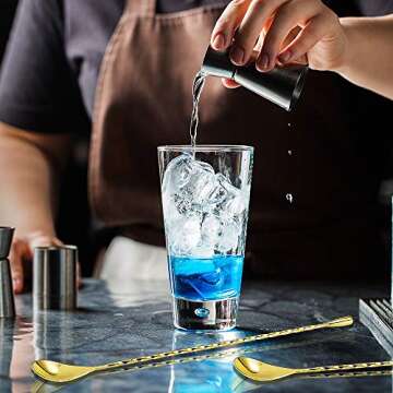 DIFENLUN 12 Inches Mixing Spoon Stainless Steel, 2 Pack Spiral Pattern Bar Spoon for Cocktail Shaker Tall Cups(Gold)