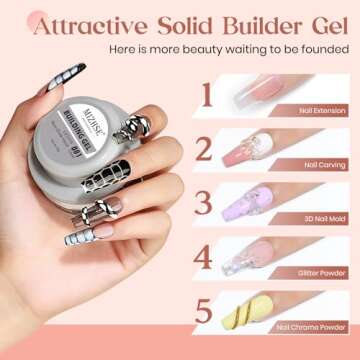 MIZHSE Clear Solid Builder Gel For Nails, 30g Hard Gel for Nails Non-Sticky Nail Extension Builder G...