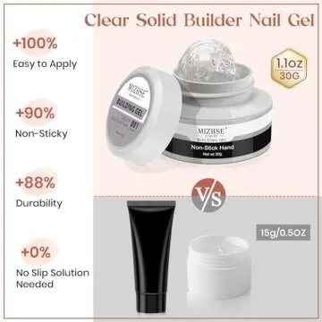 MIZHSE Clear Solid Builder Gel For Nails, 30g Hard Gel for Nails Non-Sticky Nail Extension Builder Gel, Nail Strengthen Gel 3D Sculpting Gel for Carving Modeling Gel Nail