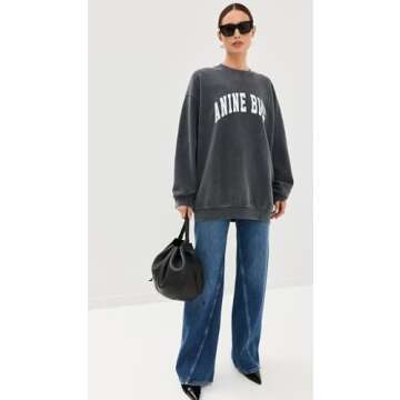 ANINE BING Women's Tyler Sweatshirt, Washed Black, S