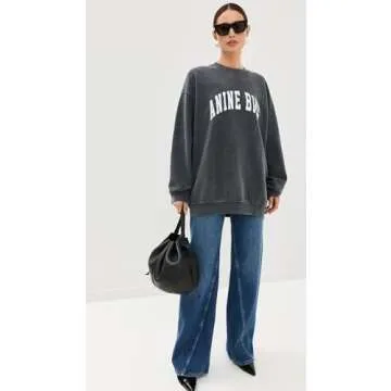 ANINE BING Women's Tyler Sweatshirt, Washed Black, S