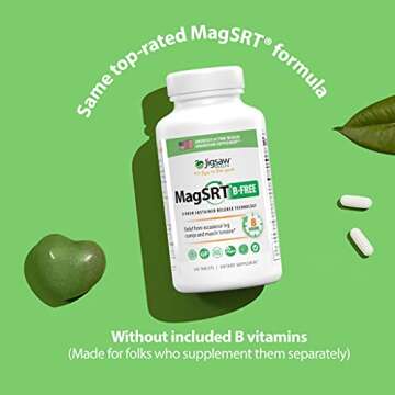 Jigsaw Health MagSRT (B-Free) | Premium, Organic, Slow Release Magnesium Supplement | Active, Bioavailable Magnesium Malate Tablets | 240 Tablets | 60 Servings