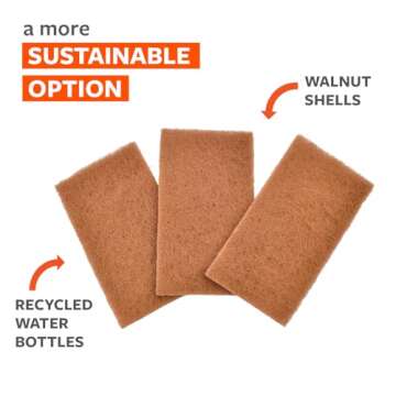 Full Circle Neat Nut Walnut Shell Scouring Pads, Non-Scratch, Set of 3, 5 oz, Brown