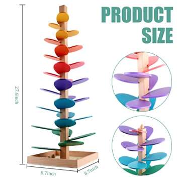 Wooden Colorful Music Tree Games, Rainbow Musical Tree Kit, Educational Toy Blocks Bright Color Toys Track Rolling Tree Party Accessories for Party Birthday