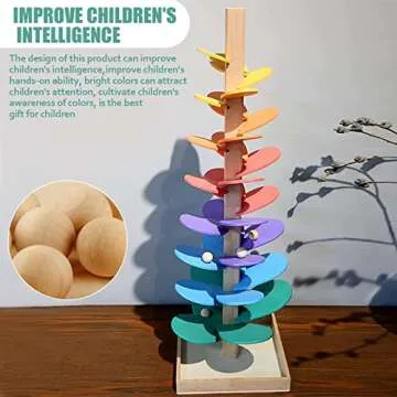 Wooden Colorful Music Tree Games, Rainbow Musical Tree Kit, Educational Toy Blocks Bright Color Toys Track Rolling Tree Party Accessories for Party Birthday