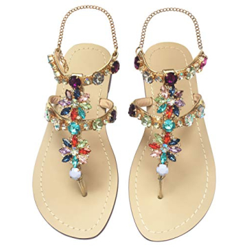 Gold Rhinestone Wedding Sandals for Women Size 10