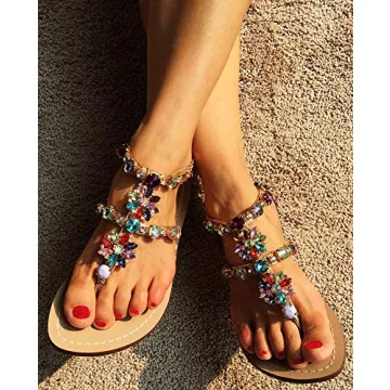 Gold Rhinestone Wedding Sandals for Women Size 10