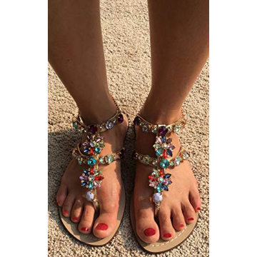 Gold Rhinestone Wedding Sandals for Women Size 10