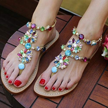 Gold Rhinestone Wedding Sandals for Women Size 10