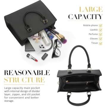 Beaguful Classic Top Handle Bags with Zipper Vegan Leather Crossbody Bags Casual Tote Handbags for Women Grey