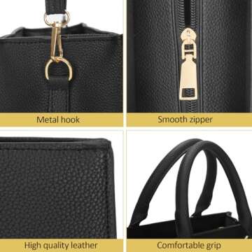 Beaguful Classic Top Handle Bags with Zipper Vegan Leather Crossbody Bags Casual Tote Handbags for Women Grey