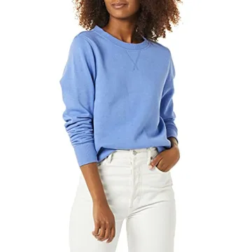 Amazon Essentials Women's French Terry Fleece Crewneck Sweatshirt (Available in Plus Size), Blue, Sm...