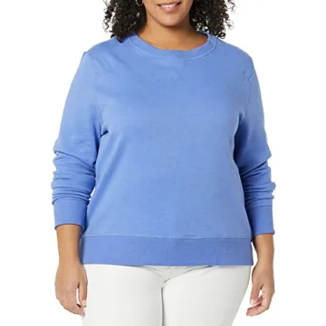 Amazon Essentials Women's French Terry Fleece Crewneck Sweatshirt (Available in Plus Size), Blue, Small