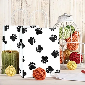 BagDream Paw Print Gift Bags - Eco-Friendly 25 Pcs
