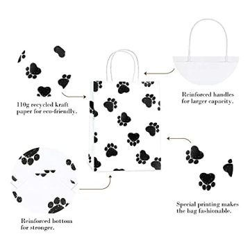 BagDream Paw Print Gift Bags - Eco-Friendly 25 Pcs