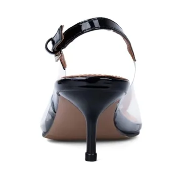 YIYA Women's Slingback Heels - Elegant Black Heart Pumps