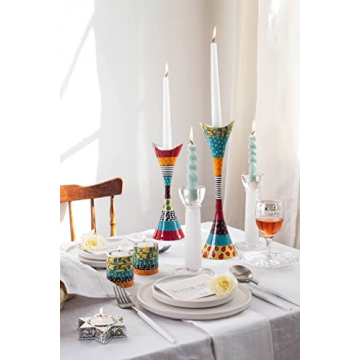 SURI Hand Painted Glass Kiddush Cup Set for Elegance