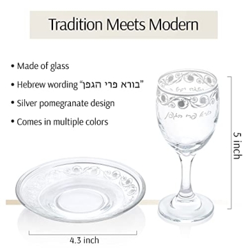 SURI Hand Painted Glass Kiddush Cup Set for Elegance