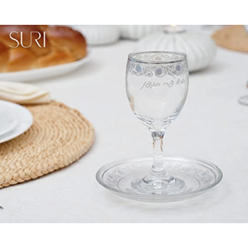 SURI Hand Painted Glass Kiddush Cup Set for Elegance