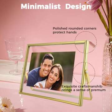 AhaGo Gold Floating Frame for Pictures - Horizontal 6x8