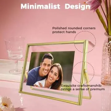 AhaGo Gold Floating Frame for Pictures - Horizontal 6x8