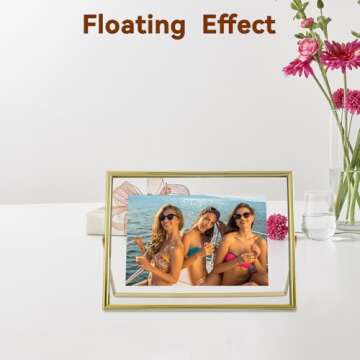 AhaGo Gold Floating Frame for Pictures - Horizontal 6x8