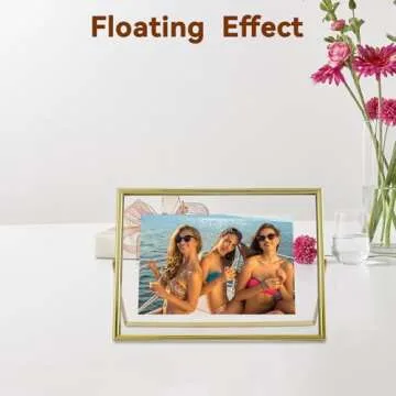 AhaGo Gold Floating Frame for Pictures - Horizontal 6x8