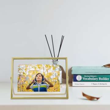 AhaGo Gold Floating Frame for Pictures - Horizontal 6x8