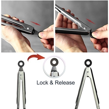 STARUBY Stainless Steel Kitchen Tongs with Silicone Tips