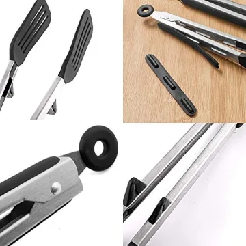 STARUBY Stainless Steel Kitchen Tongs with Silicone Tips