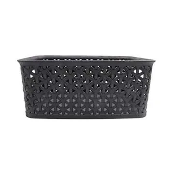 2 Pcs Plastic Storage Baskets,Pantry Organization and Storage Bins,Household Organizers Open Storage Bins for Kitchen,Bathroom,Shelves,Closet,Black