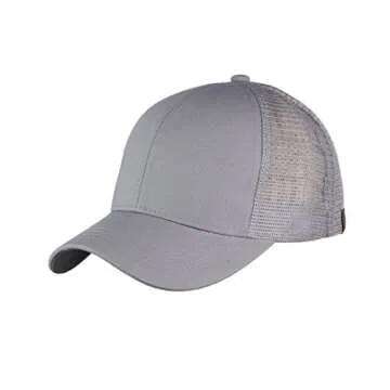 C.C Ponycap Messy High Bun Ponytail Adjustable Mesh Trucker Baseball Cap Hat, Gray
