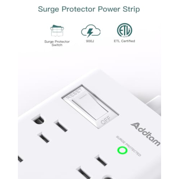 Addtam Surge Protector Power Strip with 10 Ports