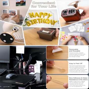 aiyawen 600PCS Double Sided Glue Dots,Upgraded Removable Adhesive Dots with Tiny Handle, Sticky Mounting Tape for Poster Picture Wall Hanging/Birthday Decoration/Art Craft 0.79"