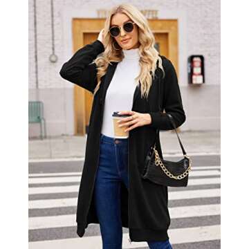 ELESOL Women Casual Zip up Fleece Hoodies Tunic Sweatshirt Long Hoodie Jacket S-XXXL